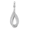 Sterling Silver Rhodium-plated CZ Polished Tear Drop Pendant