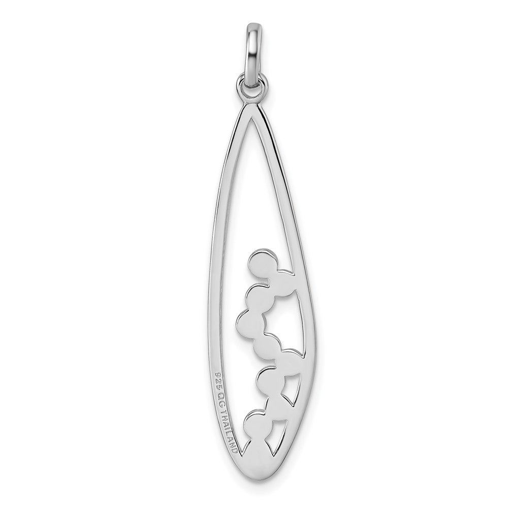 Sterling Silver Rhodium-plated Polished Oval Pendant