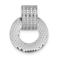 Sterling Silver RH Plated CZ Textured Moveable/Reversible Circle Pendant