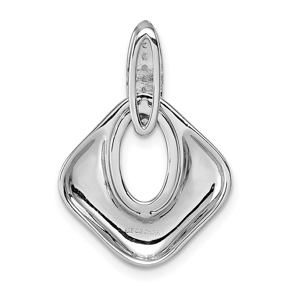 Sterling Silver Rhodium-plated CZ Textured Pendant