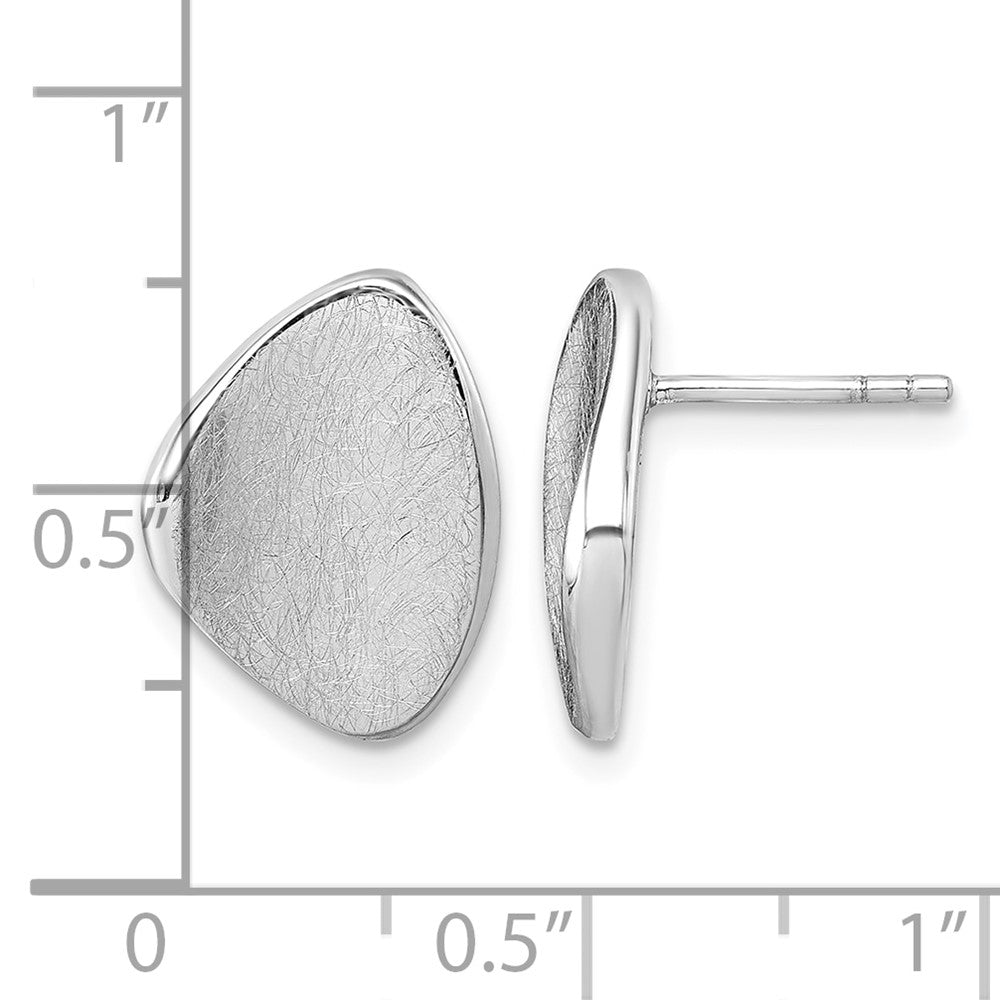 Sterling Silver Rhodium-plated Scratch-Finish Fancy Post Earrings