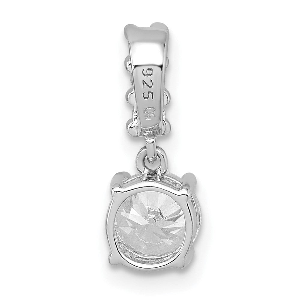 Sterling Silver RH-plated Polished CZ Dangling Chain Slide Pendant