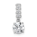 Sterling Silver RH-plated Polished CZ Dangling Chain Slide Pendant