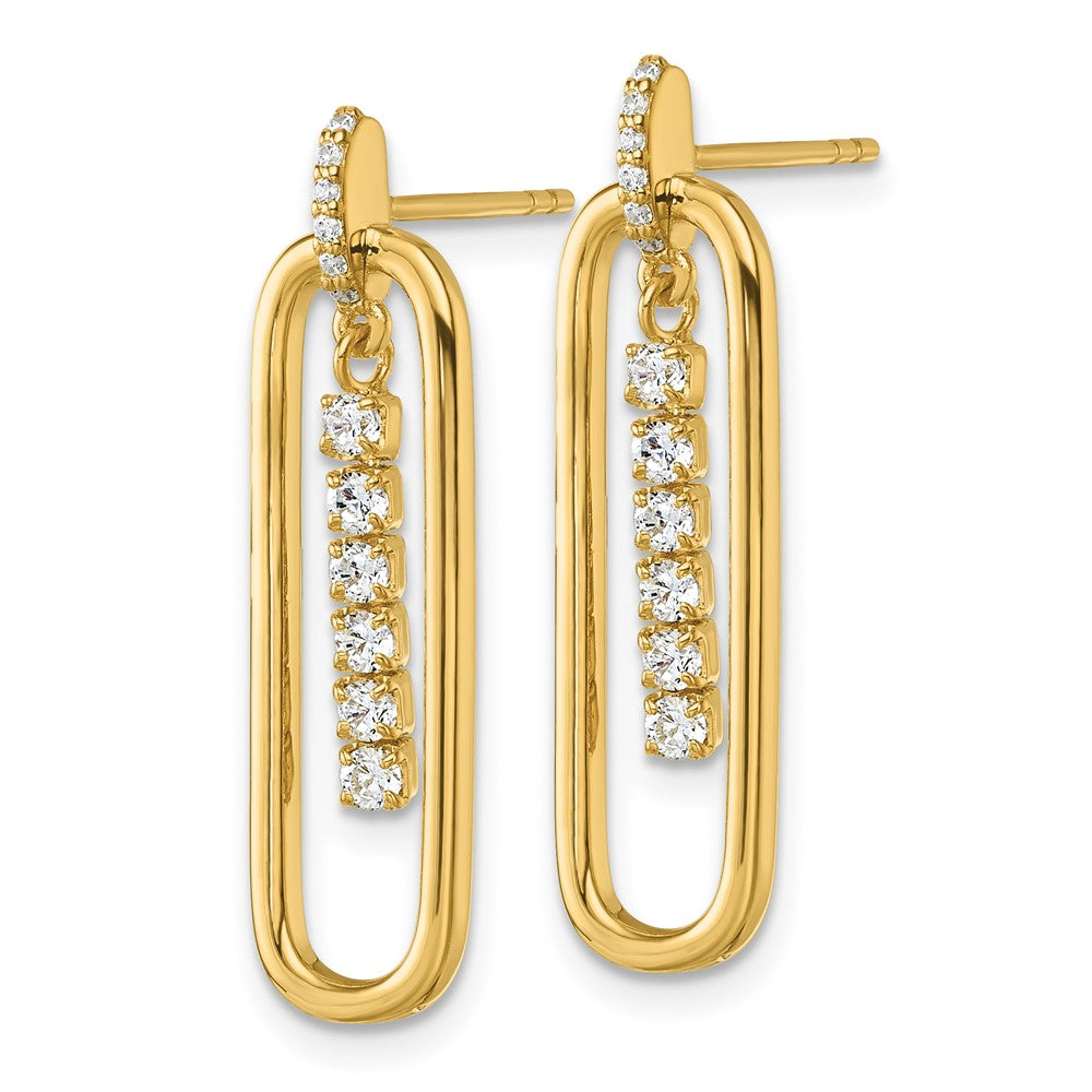 Sterling Silver Gold-plated CZ Dangle Post Earrings