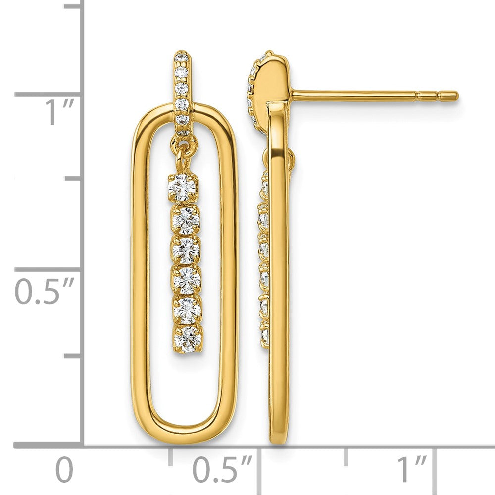 Sterling Silver Gold-plated CZ Dangle Post Earrings