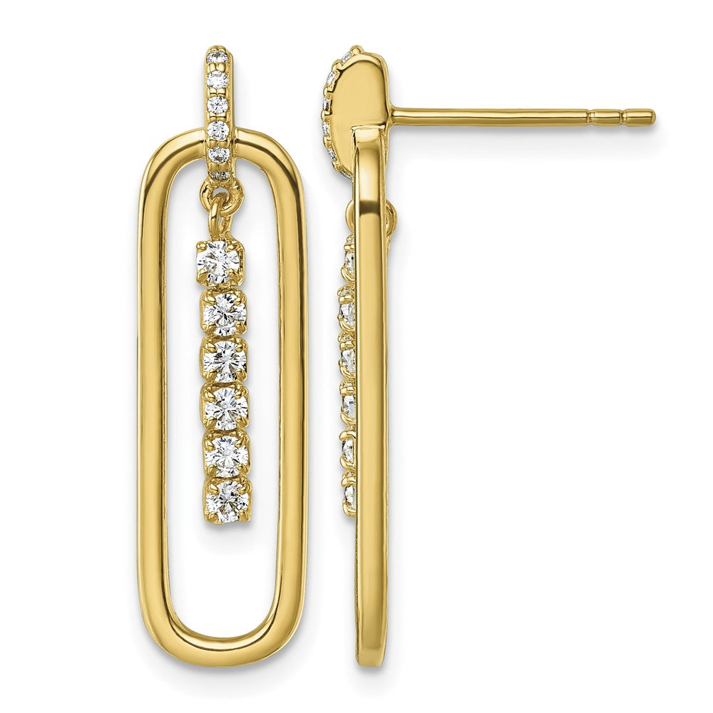 Sterling Silver Gold-plated CZ Dangle Post Earrings