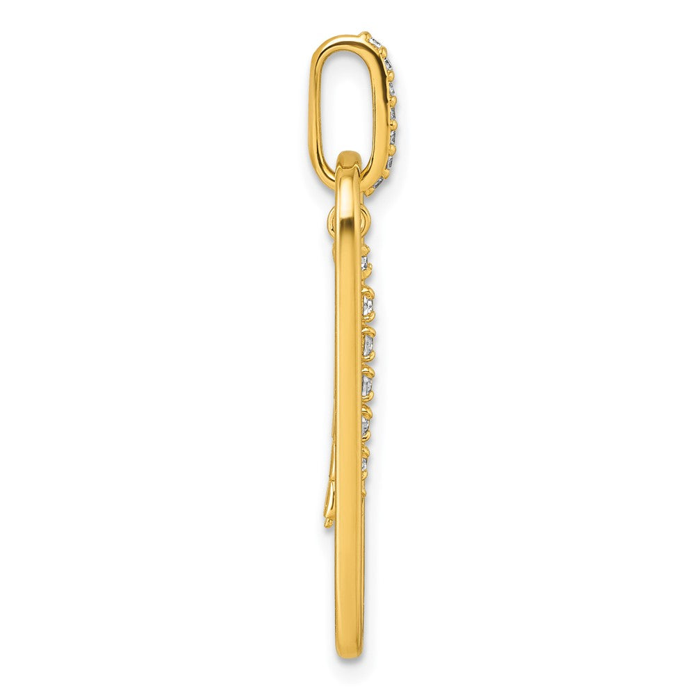 Sterling Silver Gold-tone White CZ Dangle Pendant