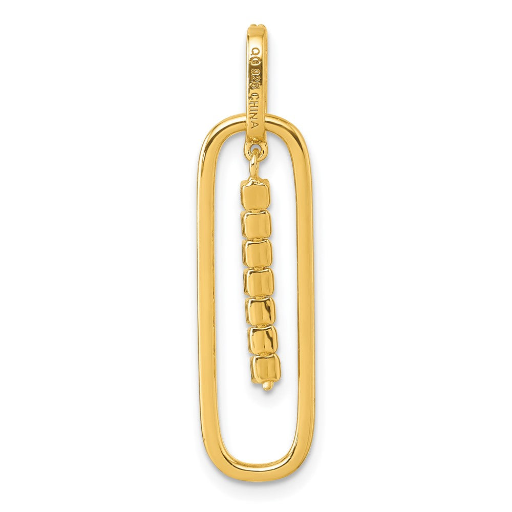 Sterling Silver Gold-tone White CZ Dangle Pendant