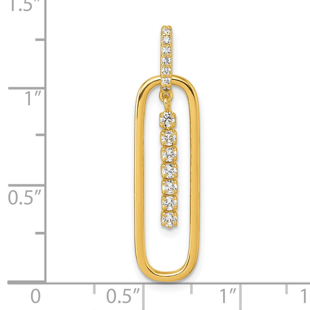 Sterling Silver Gold-tone White CZ Dangle Pendant