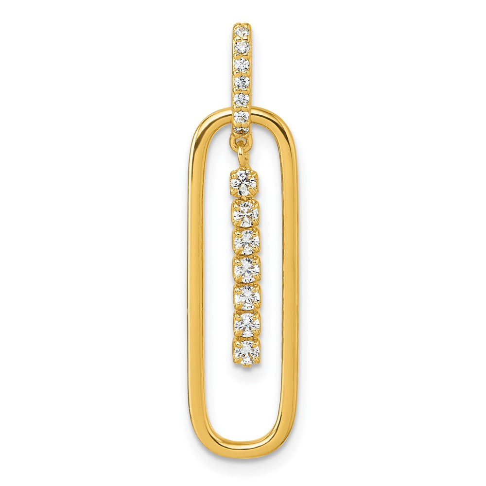 Sterling Silver Gold-tone White CZ Dangle Pendant