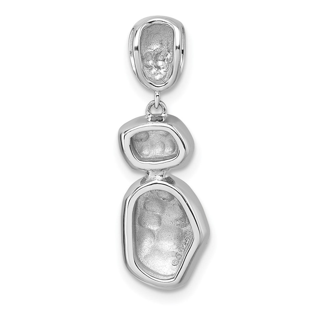 Sterling Silver RH-plated Brush / Polished Crystal Chain Slide Pendant