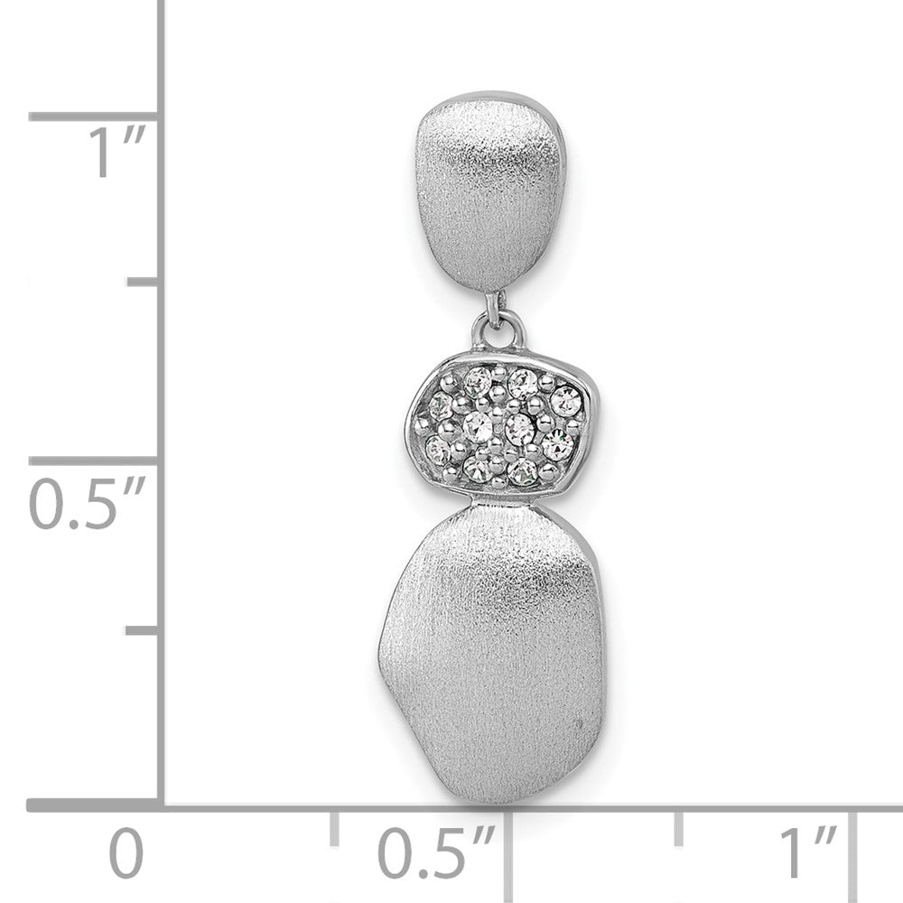 Sterling Silver RH-plated Brush / Polished Crystal Chain Slide Pendant