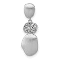 Sterling Silver RH-plated Brush / Polished Crystal Chain Slide Pendant