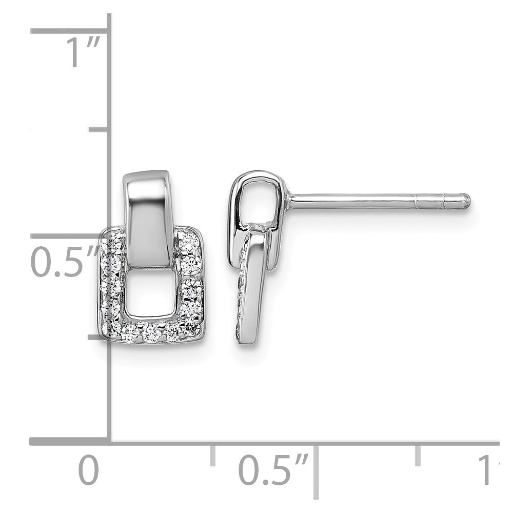 Sterling Silver Rhodium-plated CZ Square Post Earrings