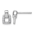 Sterling Silver Rhodium-plated CZ Square Post Earrings