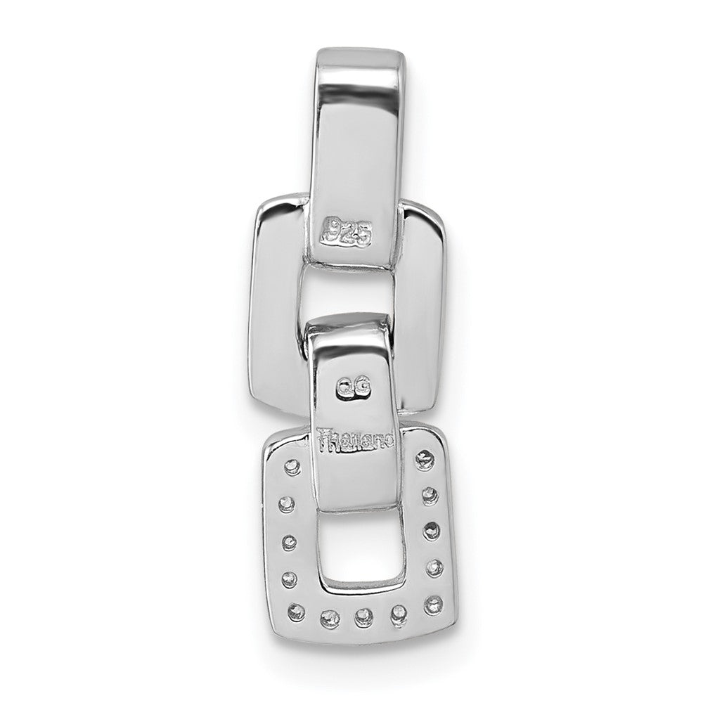 Sterling Silver Rhodium-plated CZ Double Square Pendant