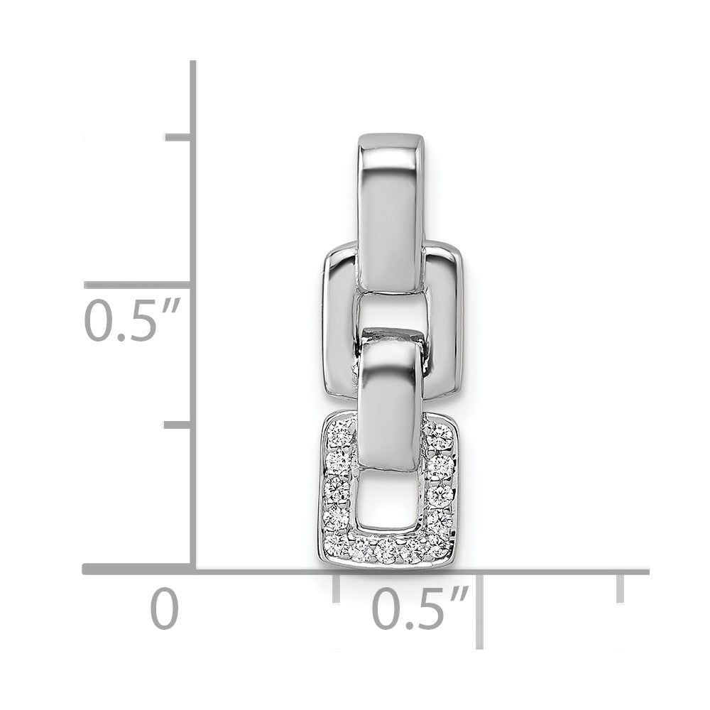 Sterling Silver Rhodium-plated CZ Double Square Pendant