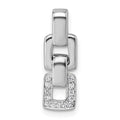 Sterling Silver Rhodium-plated CZ Double Square Pendant