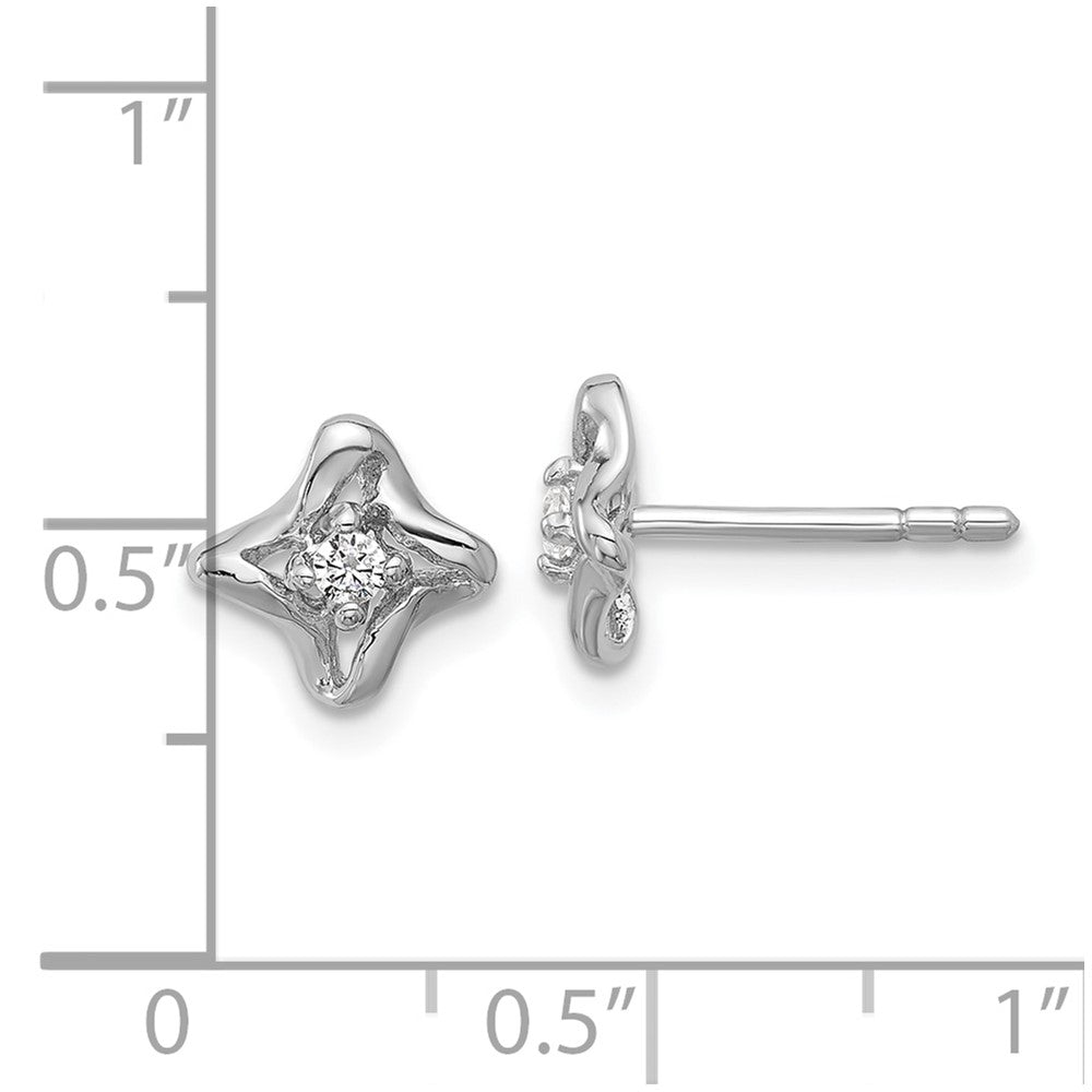 Sterling Silver Rhodium-plated Polished CZ Post Earrings