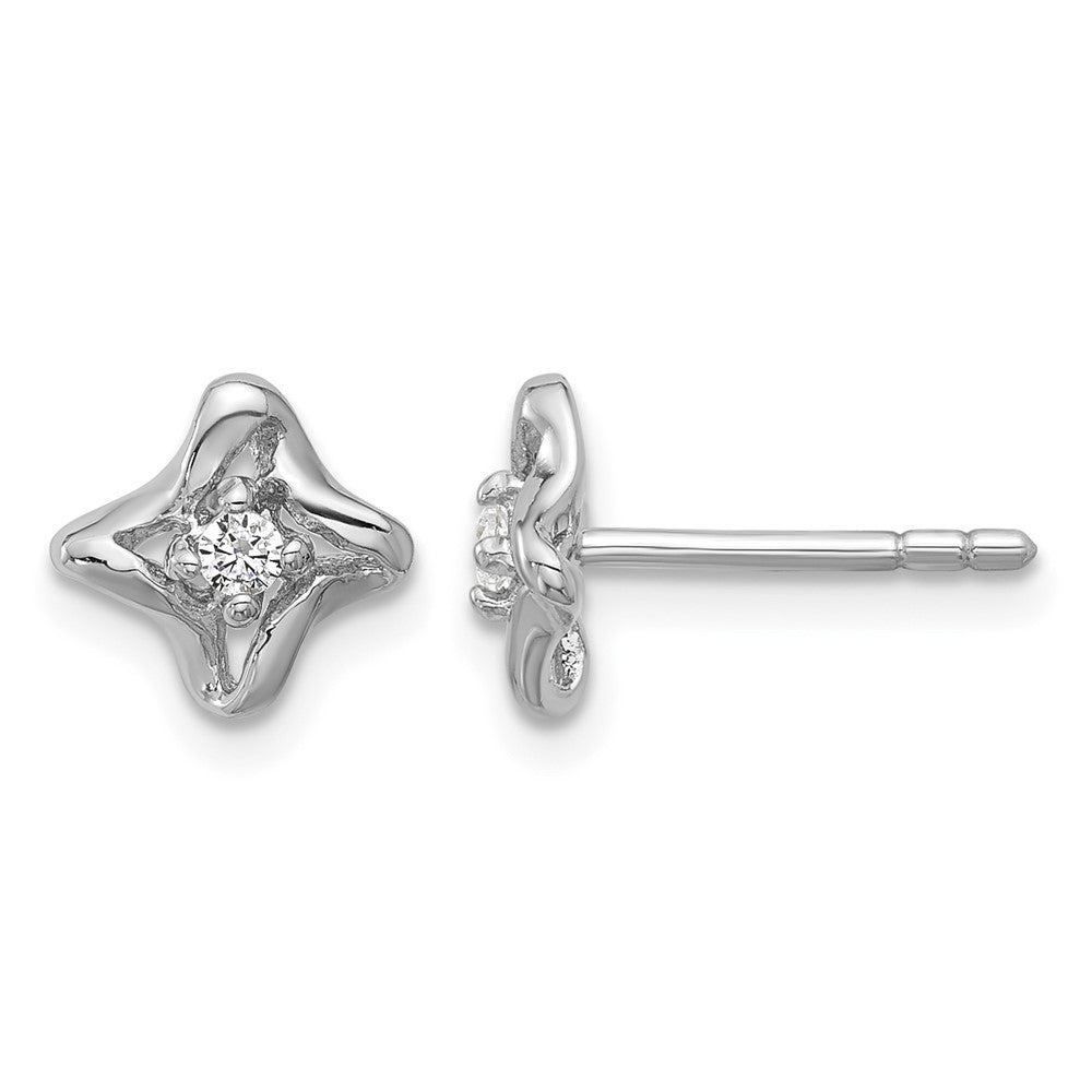 Sterling Silver Rhodium-plated Polished CZ Post Earrings