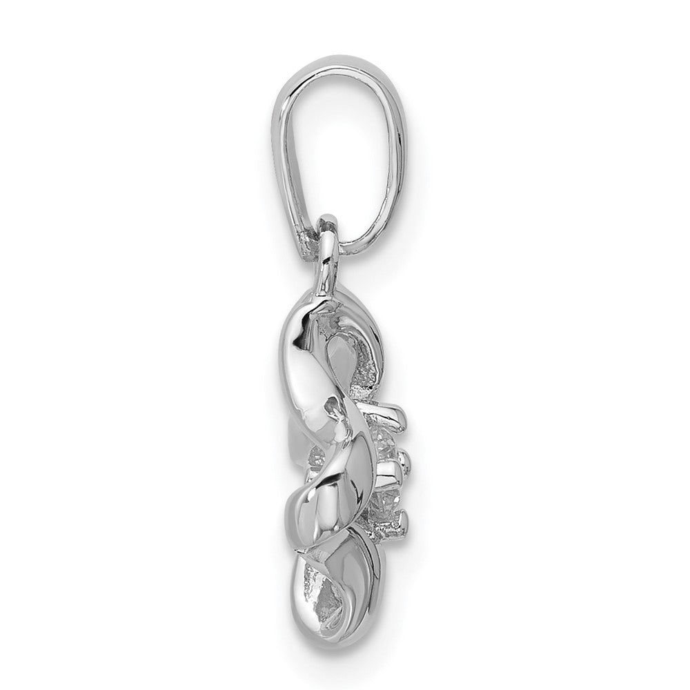 Sterling Silver Rhodium-plated Polished CZ Pendant