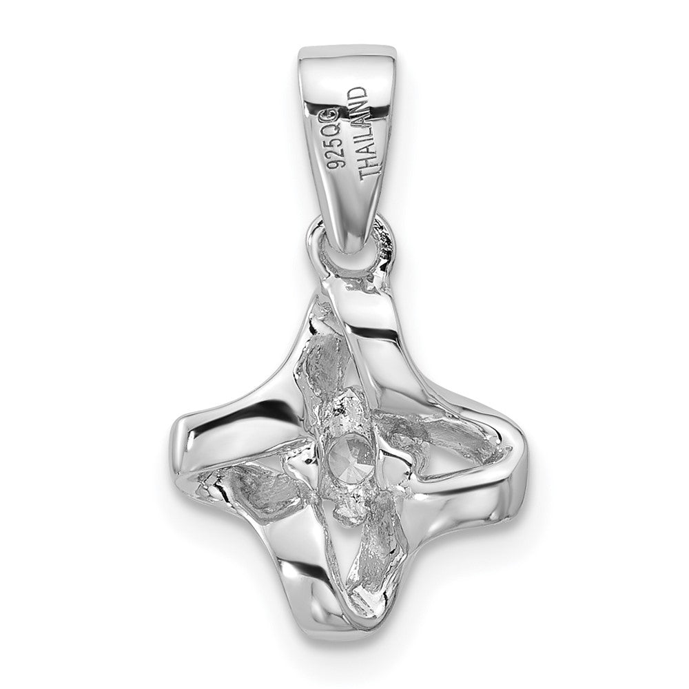 Sterling Silver Rhodium-plated Polished CZ Pendant