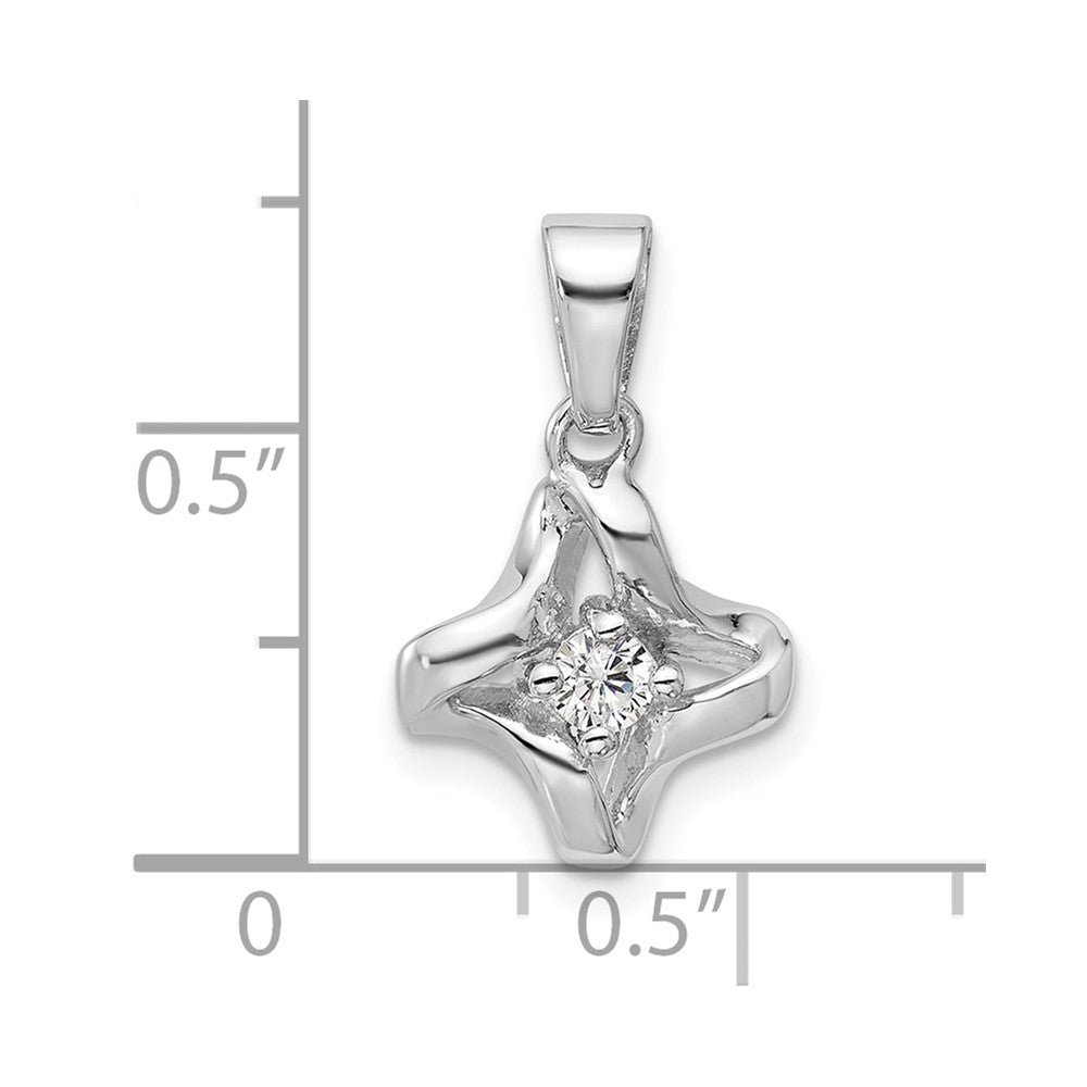 Sterling Silver Rhodium-plated Polished CZ Pendant