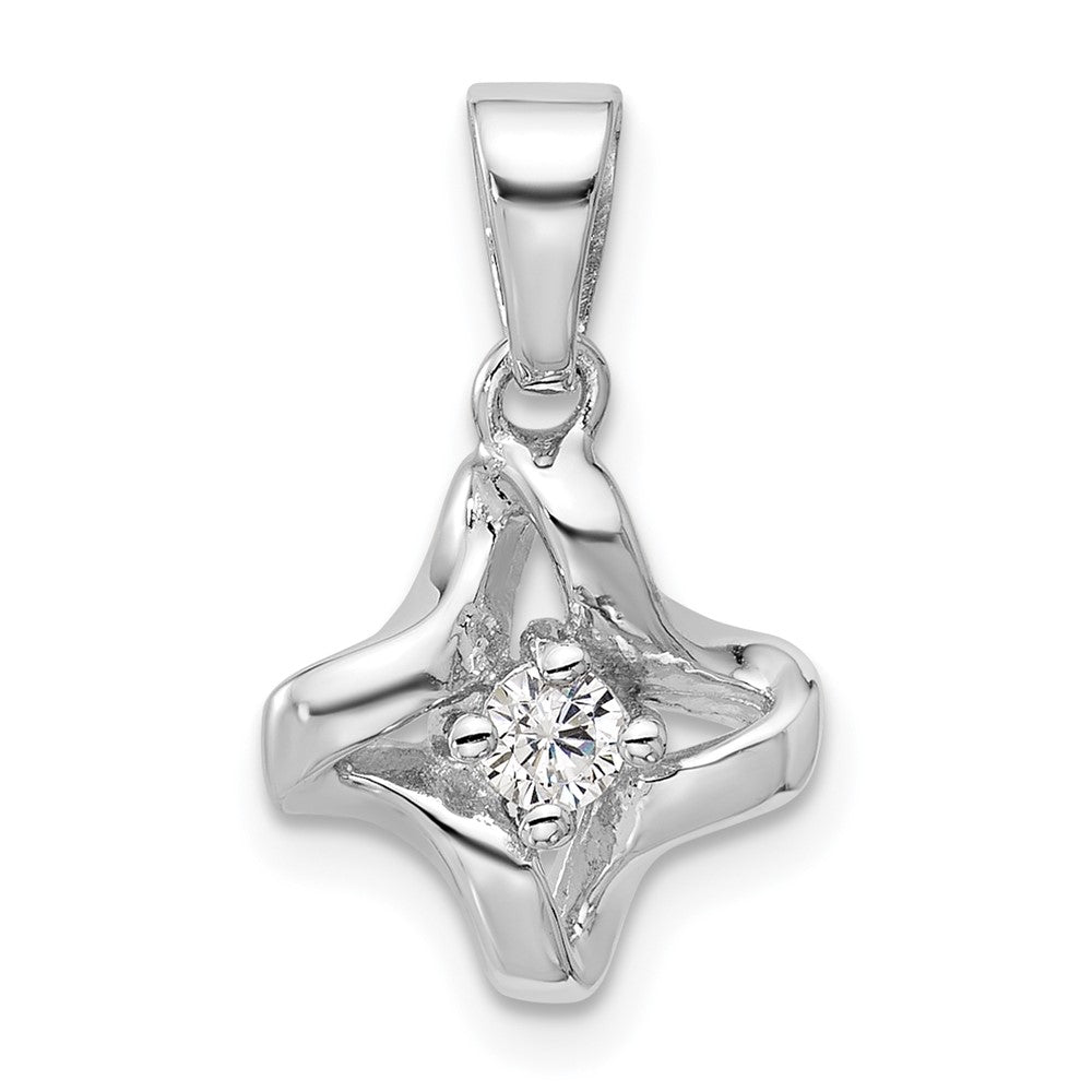 Sterling Silver Rhodium-plated Polished CZ Pendant