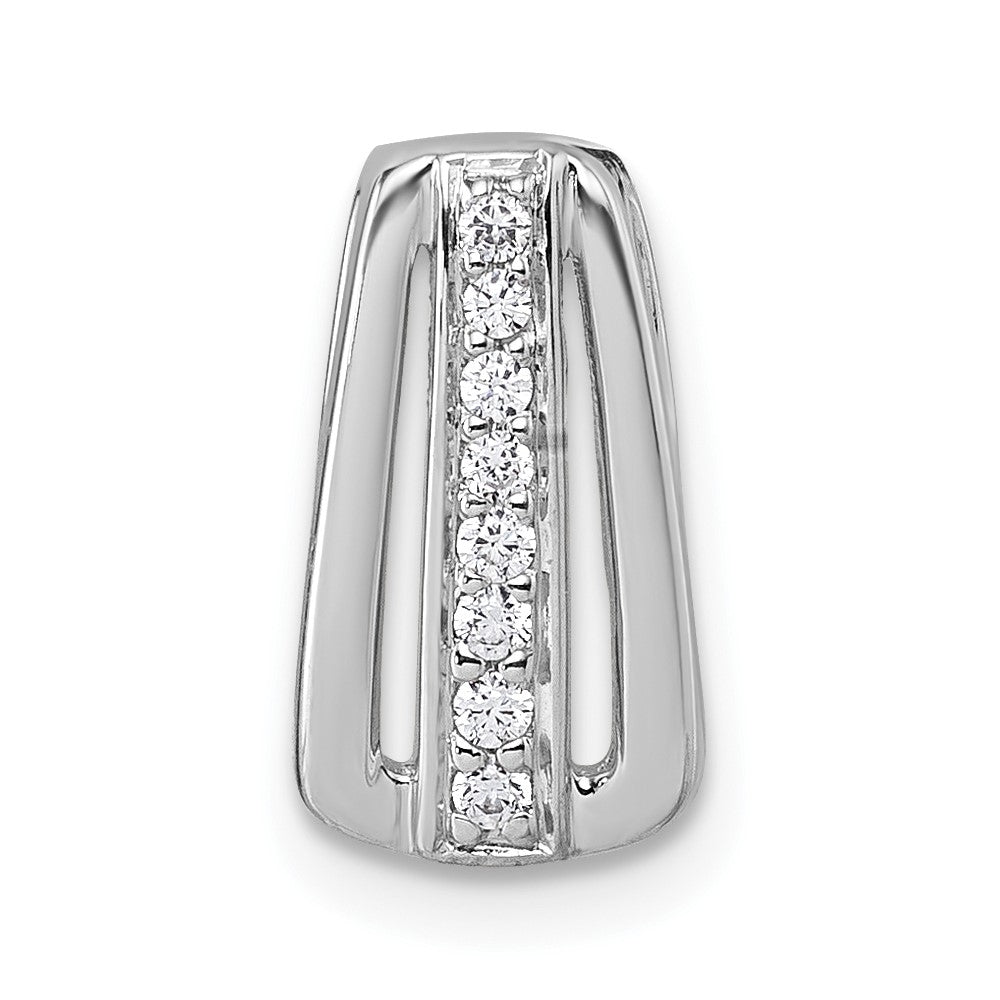 Sterling Silver Rhodium-plated Polished CZ Chain Slide