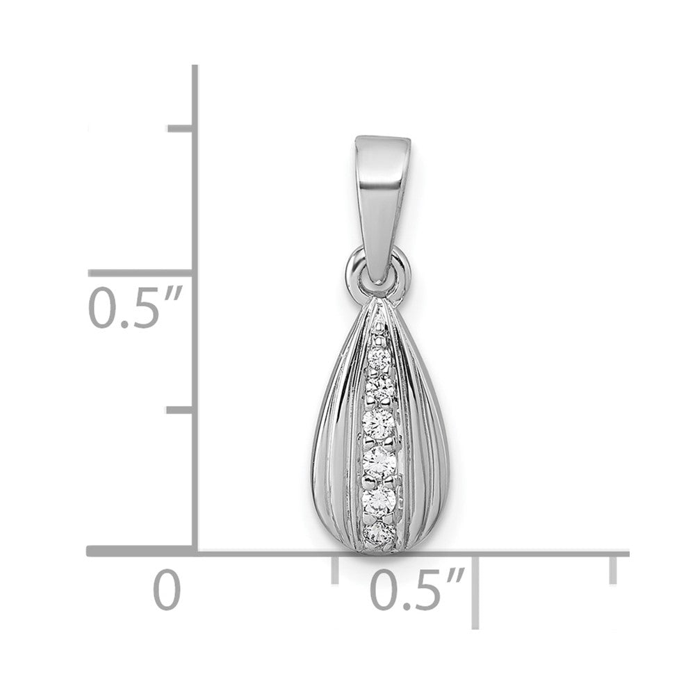 Sterling Silver Rhodium-plated Polished CZ Teardrop Pendant