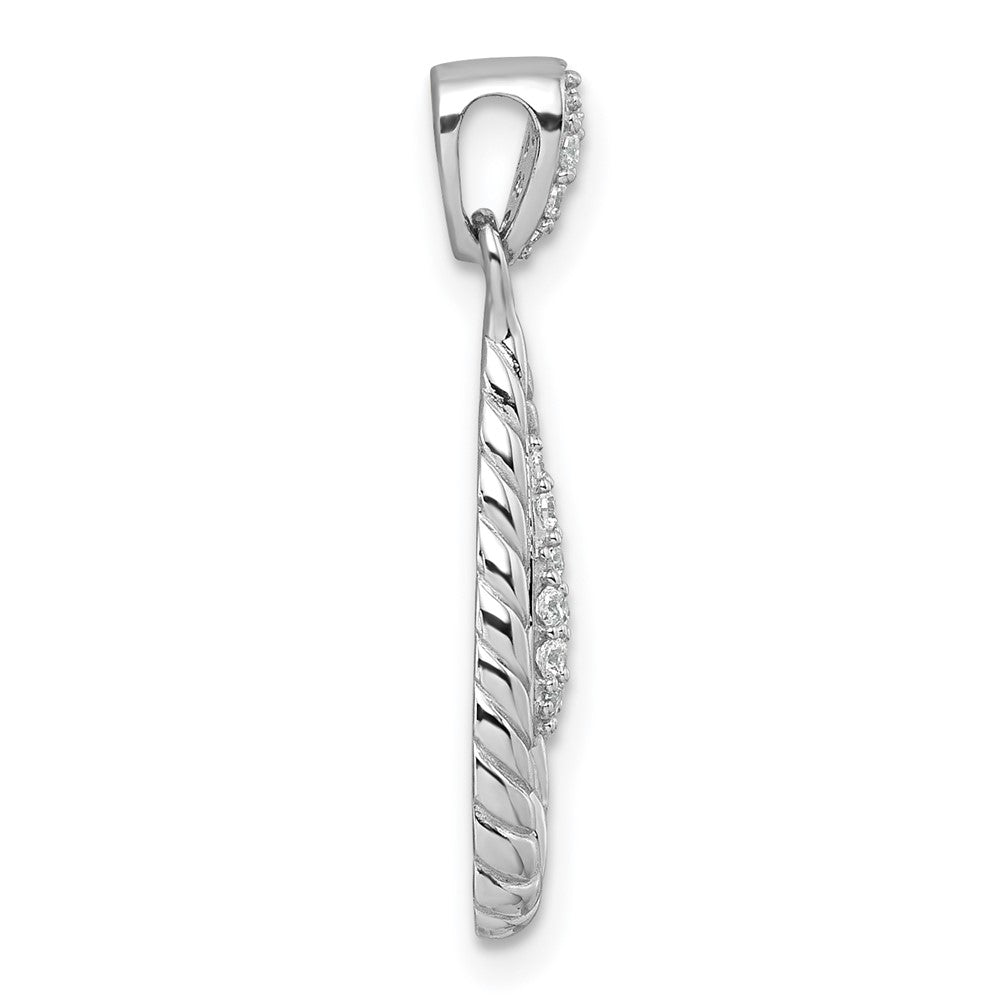 Sterling Silver Rhodium-plated Polished CZ Teardrop Pendant