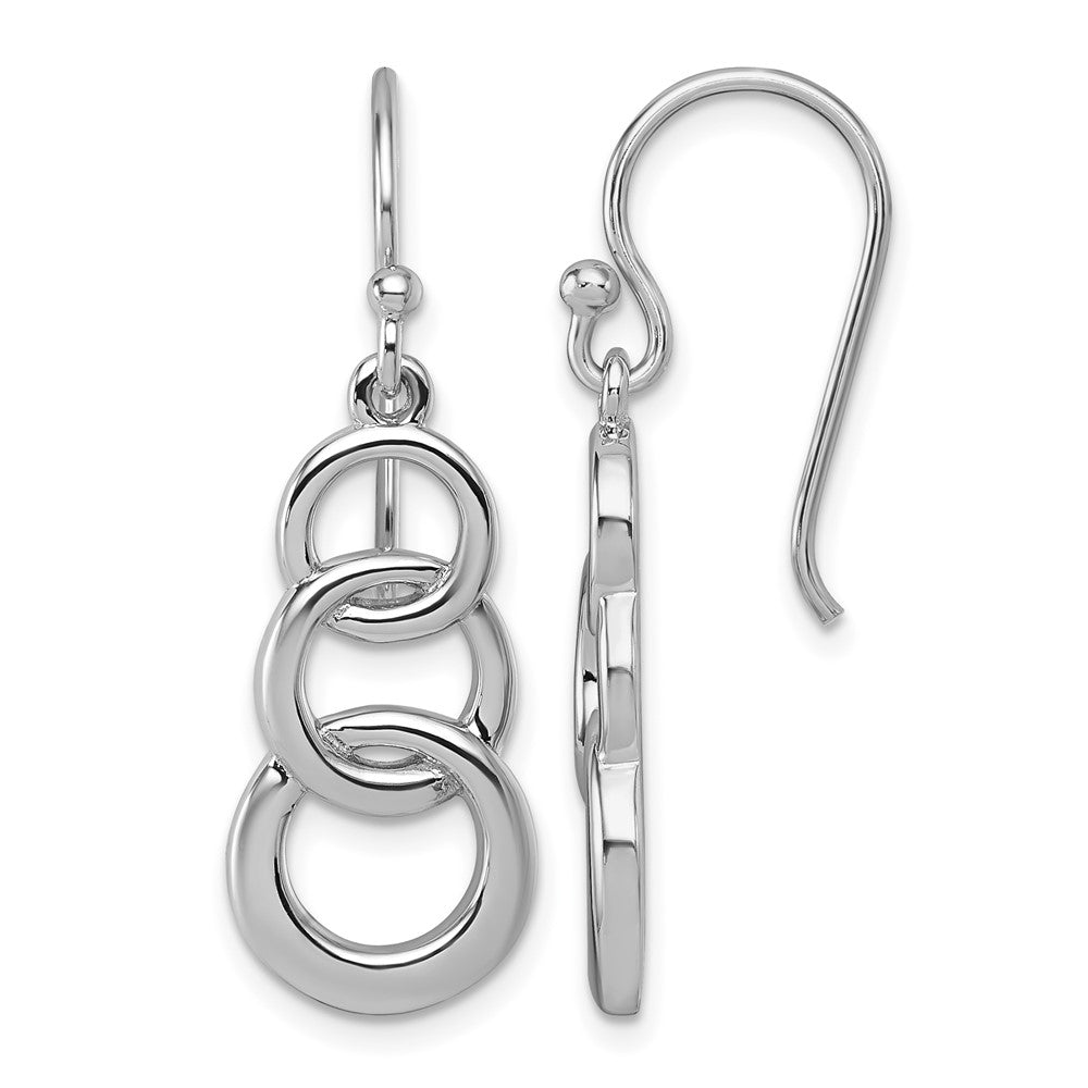 Sterling Silver Rhodium-plated Polished 3 Circle Dangle Earrings