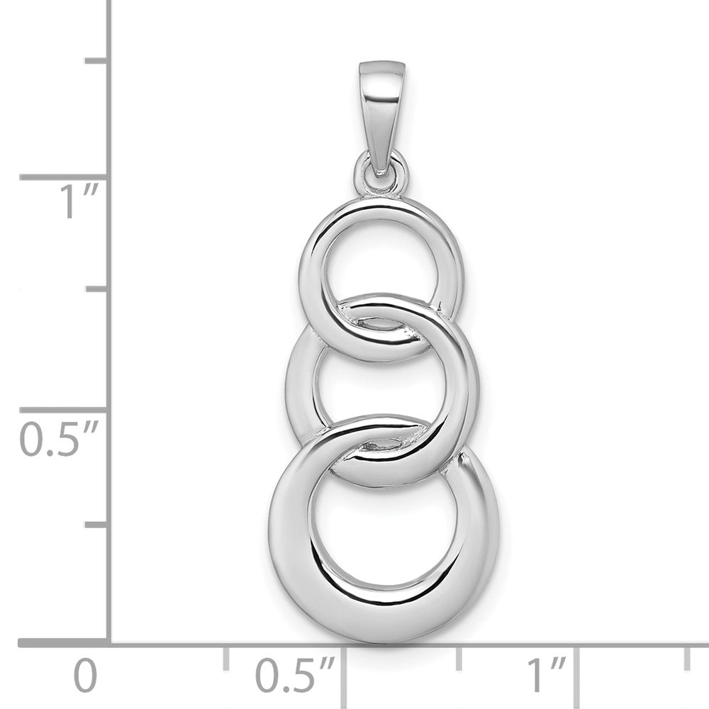 Sterling Silver Rhodium-plated Polished 3 Circle Pendant