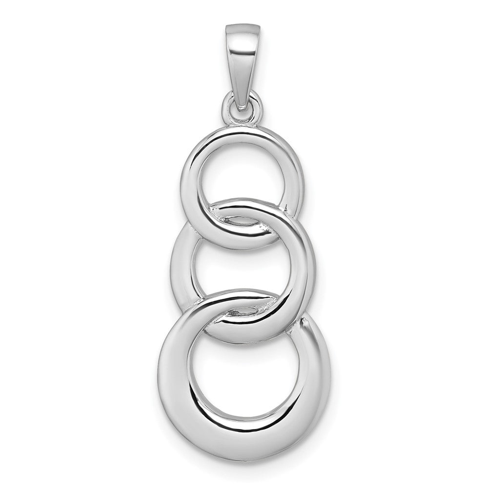Sterling Silver Rhodium-plated Polished 3 Circle Pendant