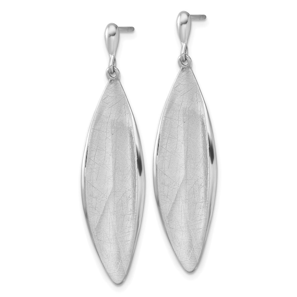 Sterling Silver Rh-plated Polished and Brushed Dangle Post Earrings
