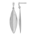 Sterling Silver Rh-plated Polished and Brushed Dangle Post Earrings