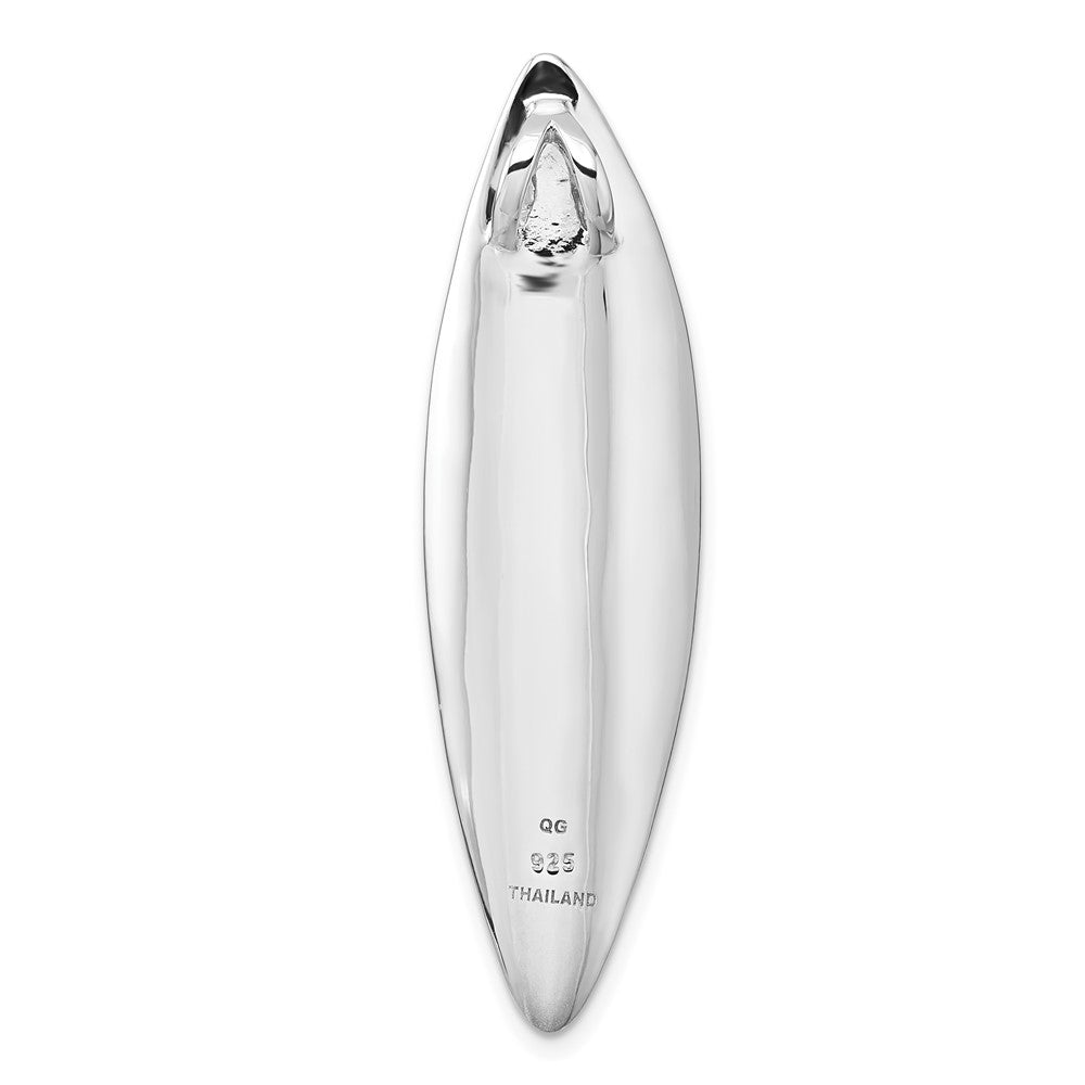 SS Rhodium-plated Polished and Brushed Fancy Chain Slide Pendant