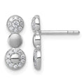 Sterling Silver Rhodium-plated Polished and Satin CZ Circles Post Earrings