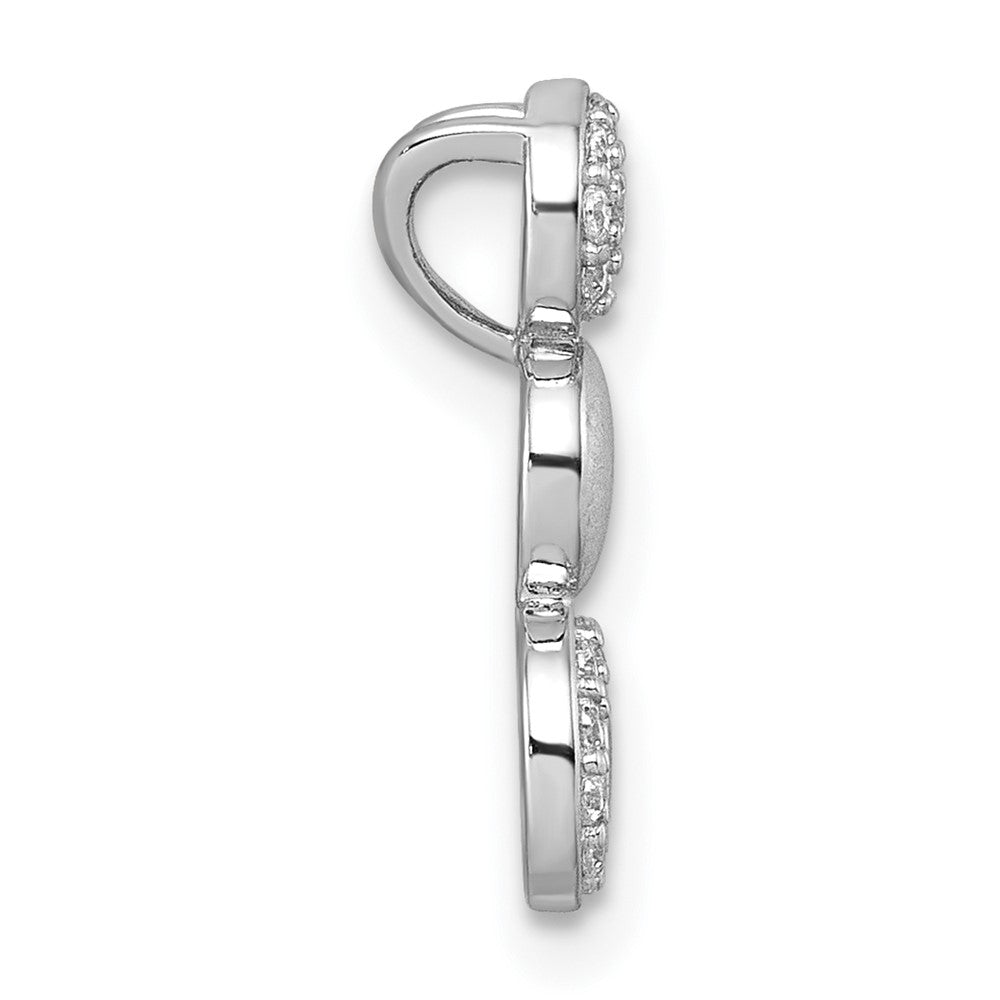 Sterling Silver RH-plated Polished / Satin CZ Fancy Chain Slide Pendant
