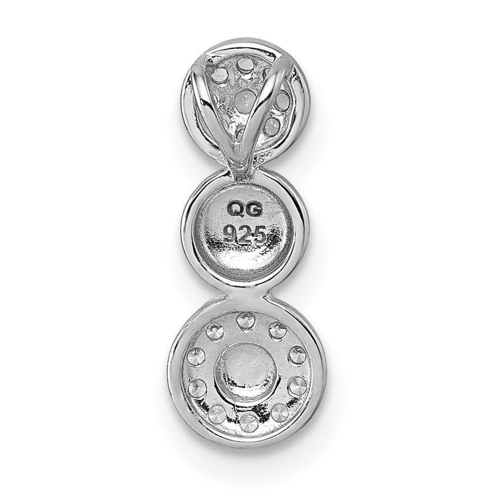 Sterling Silver RH-plated Polished / Satin CZ Fancy Chain Slide Pendant