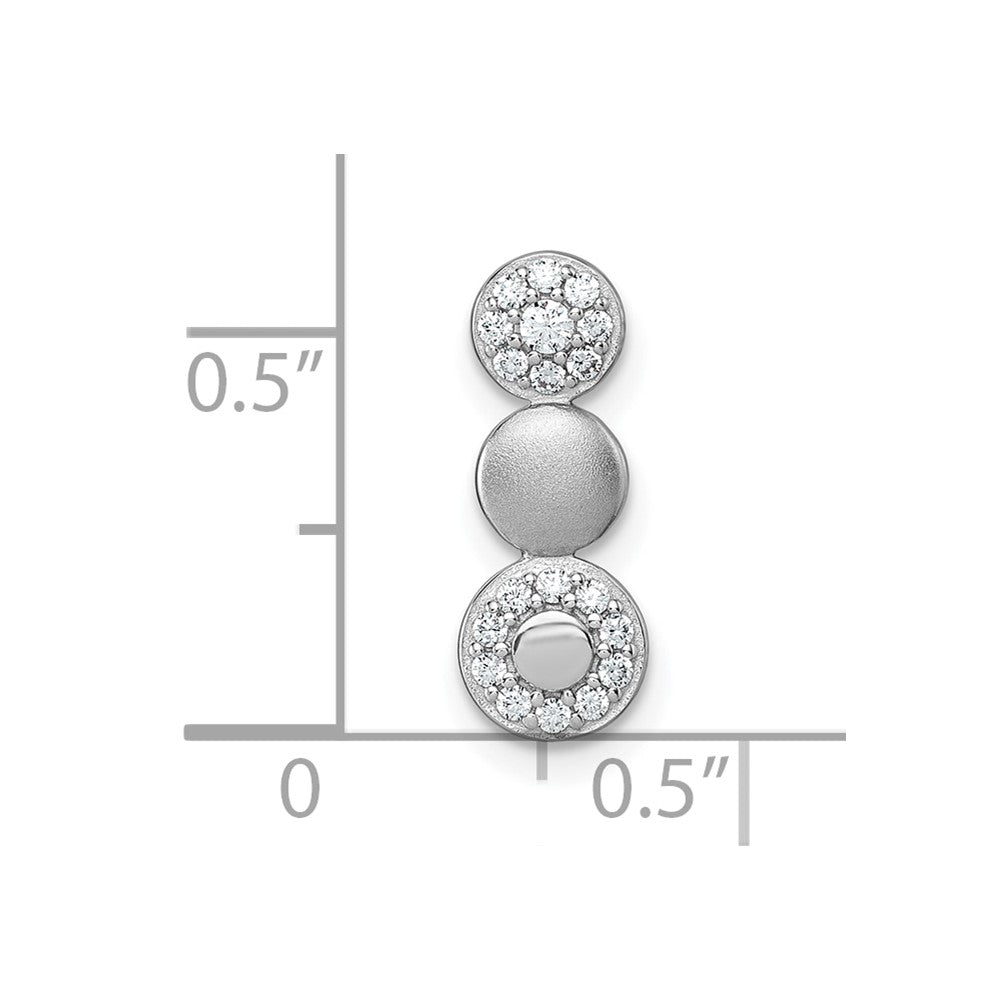 Sterling Silver RH-plated Polished / Satin CZ Fancy Chain Slide Pendant