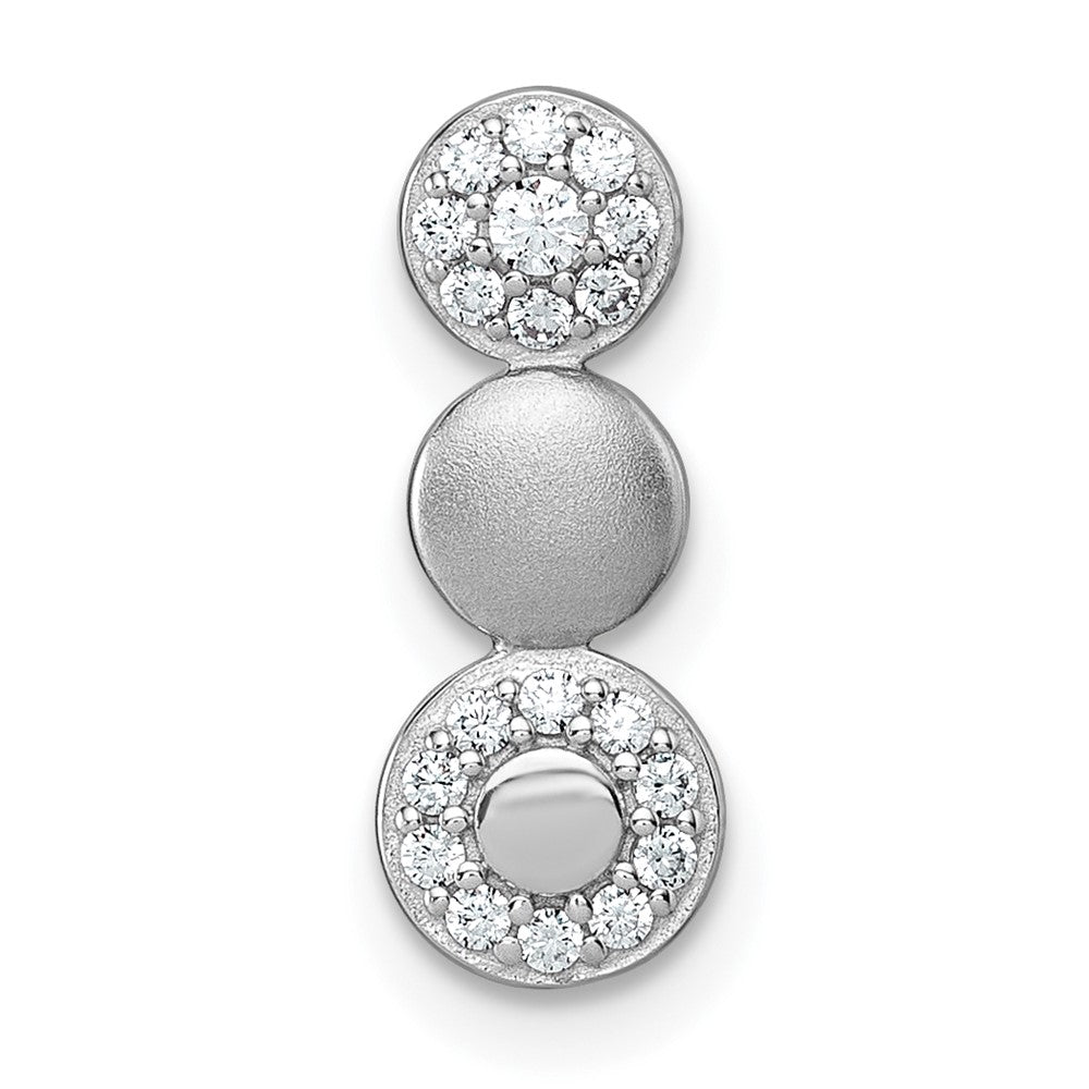 Sterling Silver RH-plated Polished / Satin CZ Fancy Chain Slide Pendant