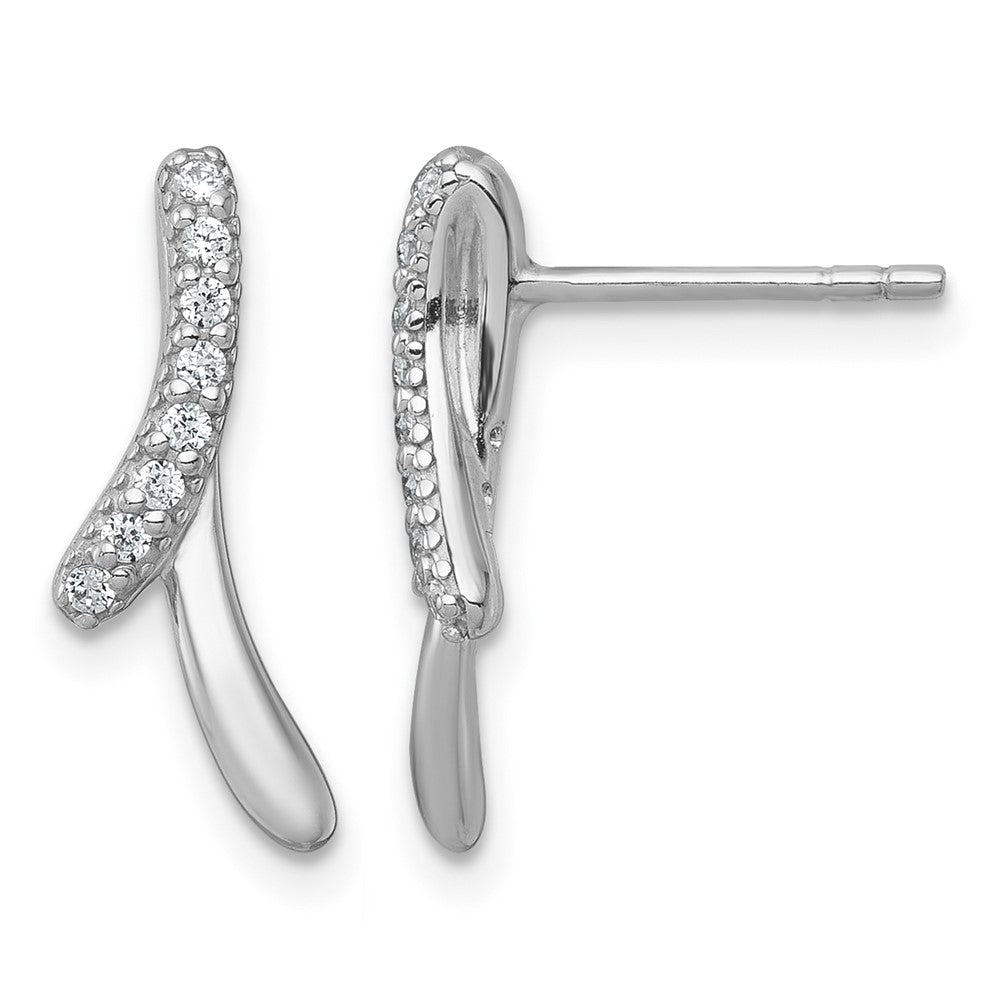 Sterling Silver Rhodium-plated Polished Fancy CZ Post Earrings