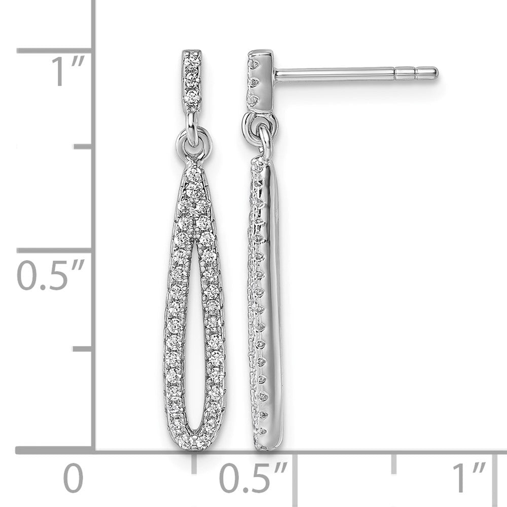 Sterling Silver Rhodium-plated CZ Post Dangle Earrings