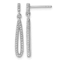 Sterling Silver Rhodium-plated CZ Post Dangle Earrings