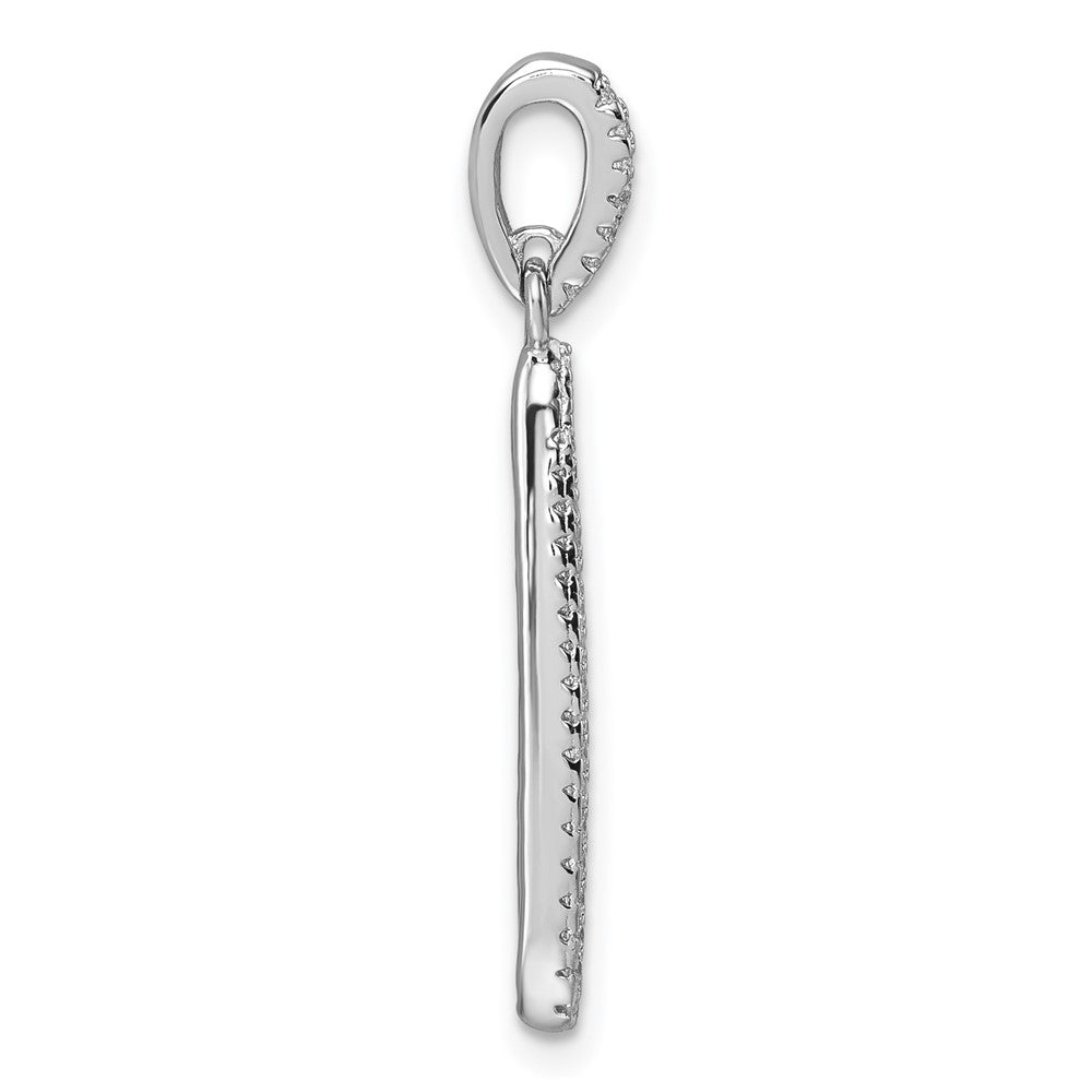 Sterling Silver Rhodium-plated CZ Dangle Pendant
