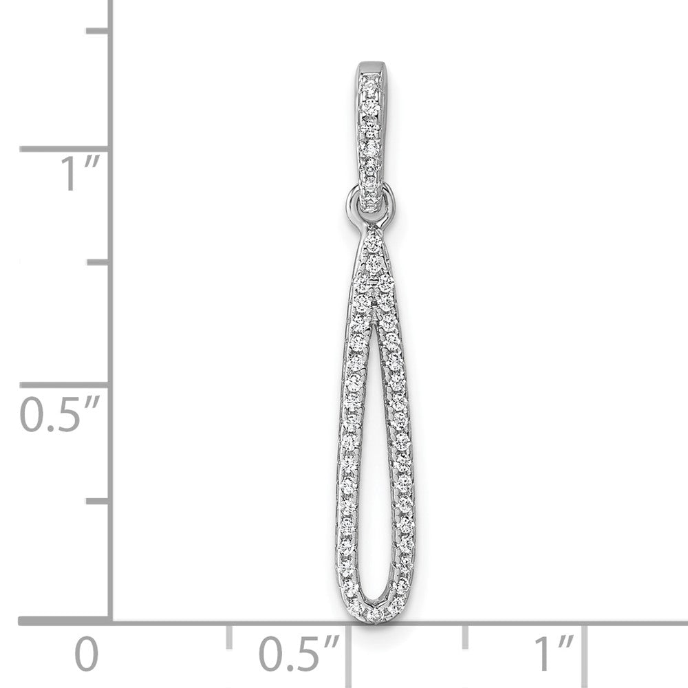 Sterling Silver Rhodium-plated CZ Dangle Pendant