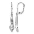 Sterling Silver Rhodium-plated Polished Fancy CZ Leverback Earrings