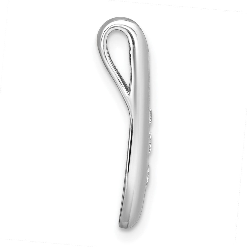 Sterling Silver Rhodium-plated Polished Fancy CZ Chain Slide Pendant