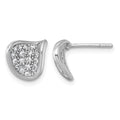 Sterling Silver Rhodium-plated Polished Curved CZ Post Earrings